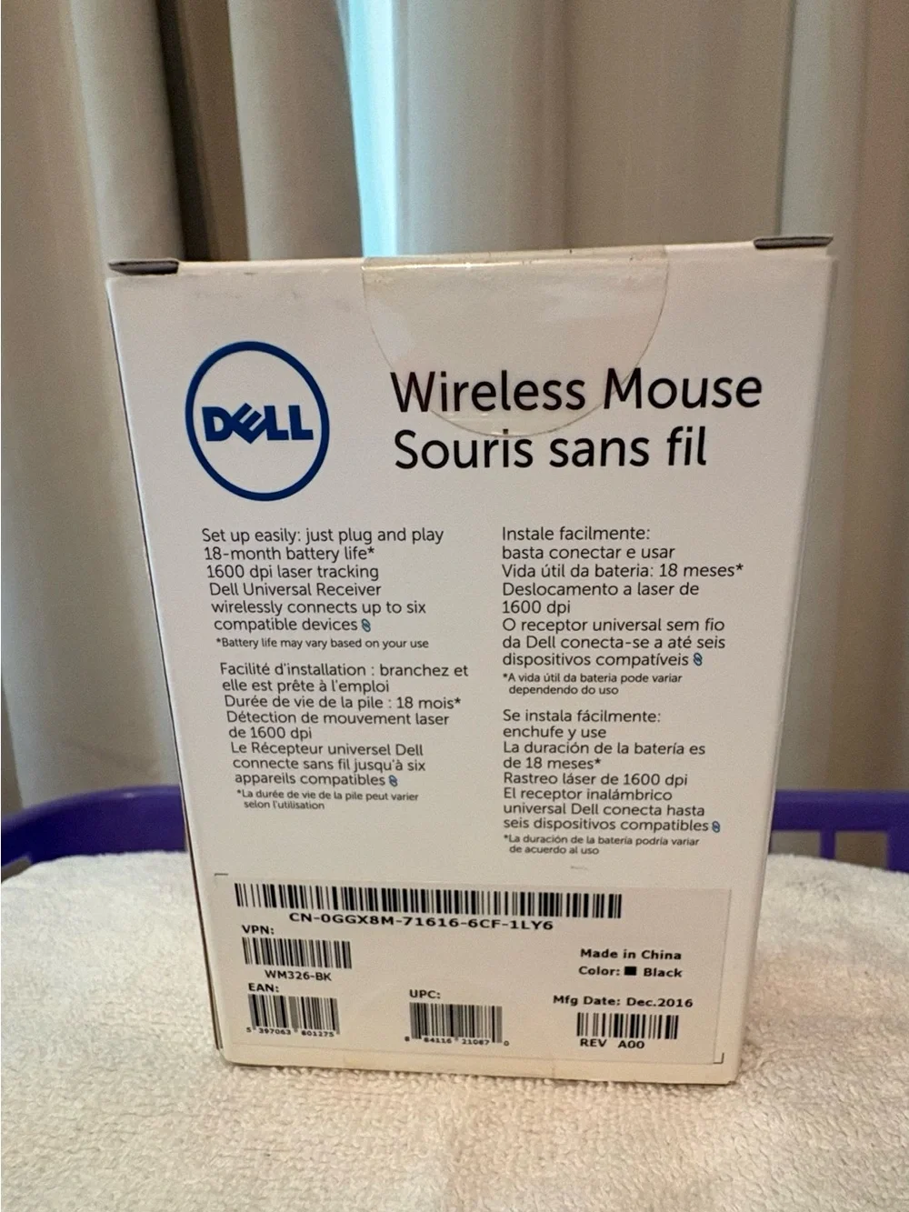 Dell Black Wireless Mouse WM326 - Sleek Ambidextrous Design